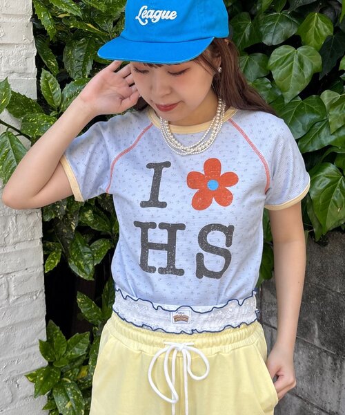 HELLO.SANFRANCISCO（ハローサンフランシスコ）の「【HELLO.SANFRANCISCO/ハローサンフランシスコ】ワッフルプリントTEE（Tシャツ/カットソー・レディース・アイボリー/サックスブルー/ピンク・ONE SIZE）」の12枚目の写真