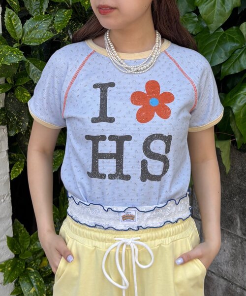 HELLO.SANFRANCISCO（ハローサンフランシスコ）の「【HELLO.SANFRANCISCO/ハローサンフランシスコ】ワッフルプリントTEE（Tシャツ/カットソー・レディース・アイボリー/サックスブルー/ピンク・ONE SIZE）」の13枚目の写真