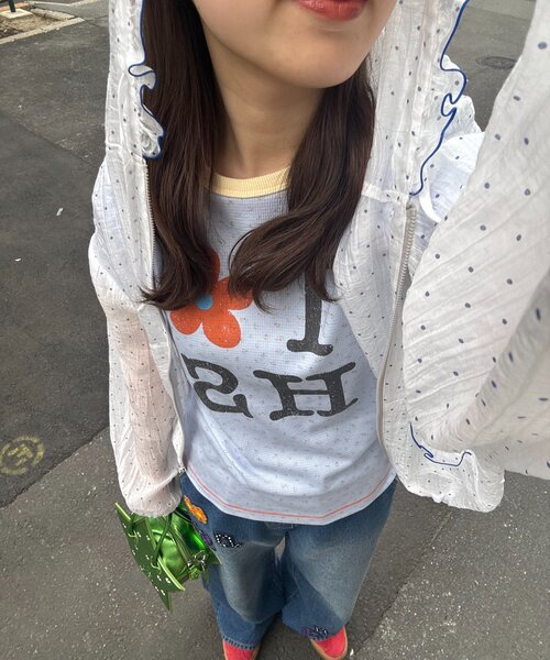 HELLO.SANFRANCISCO（ハローサンフランシスコ）の「【HELLO.SANFRANCISCO/ハローサンフランシスコ】ワッフルプリントTEE（Tシャツ/カットソー・レディース・アイボリー/サックスブルー/ピンク・ONE SIZE）」の16枚目の写真