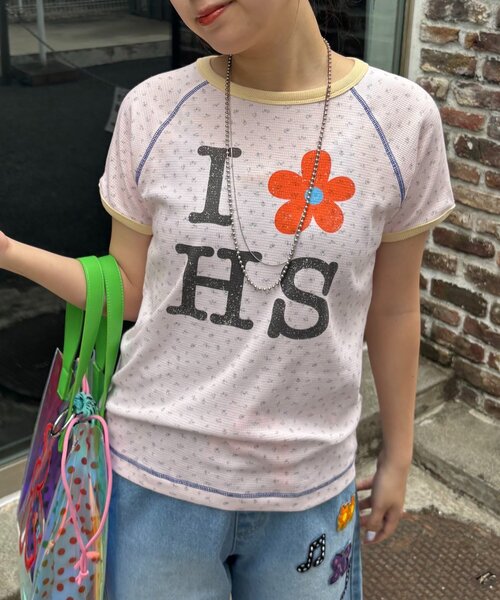 HELLO.SANFRANCISCO（ハローサンフランシスコ）の「【HELLO.SANFRANCISCO/ハローサンフランシスコ】ワッフルプリントTEE（Tシャツ/カットソー・レディース・アイボリー/サックスブルー/ピンク・ONE SIZE）」の21枚目の写真
