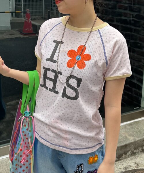 HELLO.SANFRANCISCO（ハローサンフランシスコ）の「【HELLO.SANFRANCISCO/ハローサンフランシスコ】ワッフルプリントTEE（Tシャツ/カットソー・レディース・アイボリー/サックスブルー/ピンク・ONE SIZE）」の22枚目の写真