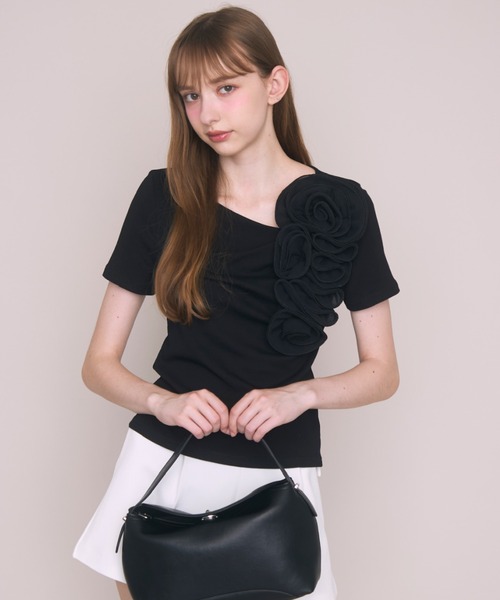 Noelie(ノエリー)の「ローズTee(Tシャツ/カットソー・レディース・ホワイト/ブラック・FREE)」の7枚目の写真