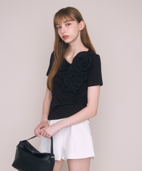 Noelie(ノエリー)の「ローズTee(Tシャツ/カットソー・レディース・ホワイト/ブラック・FREE)」の10枚目の写真