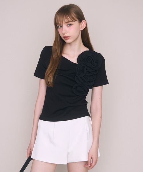Noelie(ノエリー)の「ローズTee(Tシャツ/カットソー・レディース・ホワイト/ブラック・FREE)」の13枚目の写真