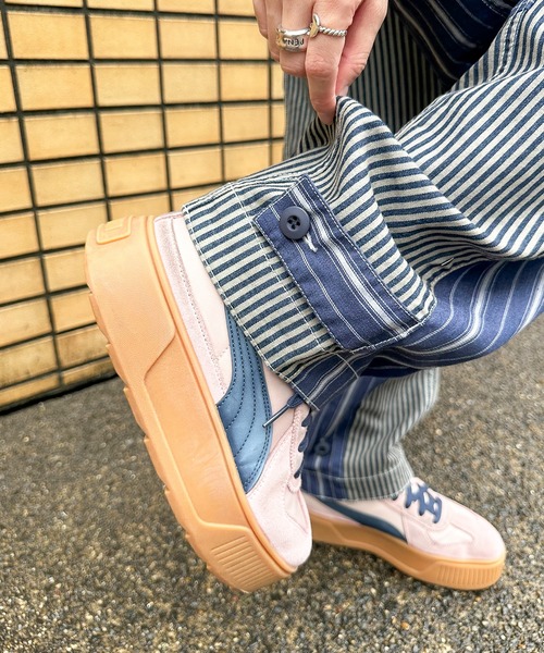 DOUBLE NAME(ダブルネーム)の「パネルヒッコリーオーバーダイデニムパンツ(デニムパンツ・レディース・ブルー/インディゴブルー・FREE)」の8枚目の写真