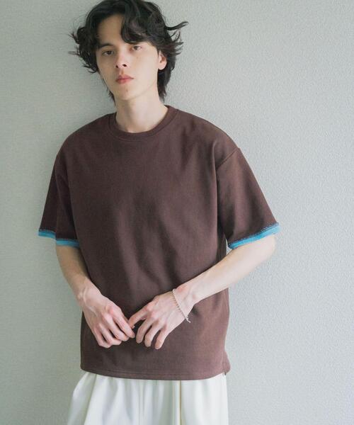 SENSE OF PLACE by URBAN RESEARCH(センスオブプレイスバイアーバンリサーチ)の「ダブルフェイス裏毛ショートスリーブTシャツ(Tシャツ/カットソー・メンズ・ネイビー/ブラウン/グレー・MEDIUM/LARGE)」の3枚目の写真