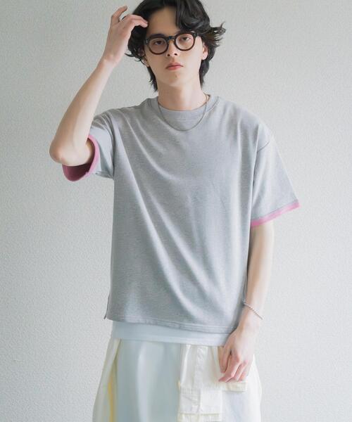 SENSE OF PLACE by URBAN RESEARCH(センスオブプレイスバイアーバンリサーチ)の「ダブルフェイス裏毛ショートスリーブTシャツ(Tシャツ/カットソー・メンズ・ネイビー/ブラウン/グレー・MEDIUM/LARGE)」の2枚目の写真