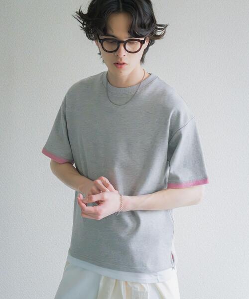 SENSE OF PLACE by URBAN RESEARCH(センスオブプレイスバイアーバンリサーチ)の「ダブルフェイス裏毛ショートスリーブTシャツ(Tシャツ/カットソー・メンズ・ネイビー/ブラウン/グレー・MEDIUM/LARGE)」の4枚目の写真