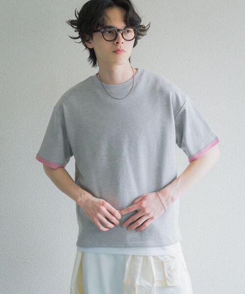 SENSE OF PLACE by URBAN RESEARCH(センスオブプレイスバイアーバンリサーチ)の「ダブルフェイス裏毛ショートスリーブTシャツ(Tシャツ/カットソー・メンズ・ネイビー/ブラウン/グレー・MEDIUM/LARGE)」の6枚目の写真