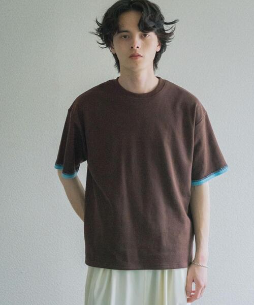 SENSE OF PLACE by URBAN RESEARCH(センスオブプレイスバイアーバンリサーチ)の「ダブルフェイス裏毛ショートスリーブTシャツ(Tシャツ/カットソー・メンズ・ネイビー/ブラウン/グレー・MEDIUM/LARGE)」の13枚目の写真