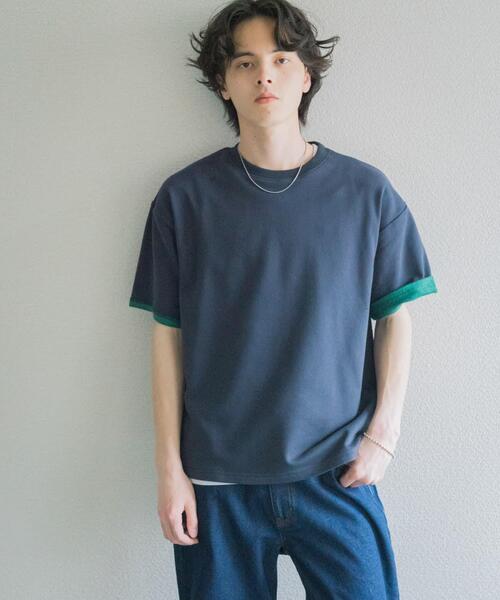 SENSE OF PLACE by URBAN RESEARCH(センスオブプレイスバイアーバンリサーチ)の「ダブルフェイス裏毛ショートスリーブTシャツ(Tシャツ/カットソー・メンズ・ネイビー/ブラウン/グレー・MEDIUM/LARGE)」の21枚目の写真