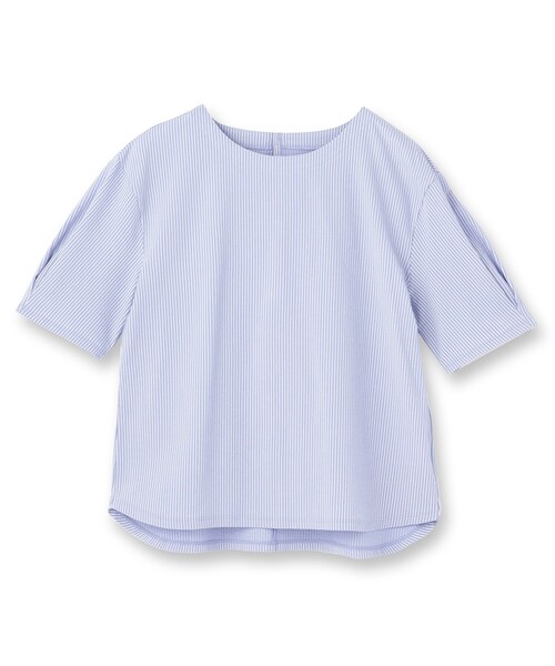 INDIVI(インディヴィ)の「【洗える/凹凸素材】デザインTシャツ(Tシャツ/カットソー・レディース・ネイビー/ライトブルー/ネイビー系5・40/15 /05/13/38)」の4枚目の写真
