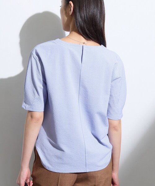 INDIVI(インディヴィ)の「【洗える/凹凸素材】デザインTシャツ(Tシャツ/カットソー・レディース・ネイビー/ライトブルー/ネイビー系5・40/15 /05/13/38)」の6枚目の写真