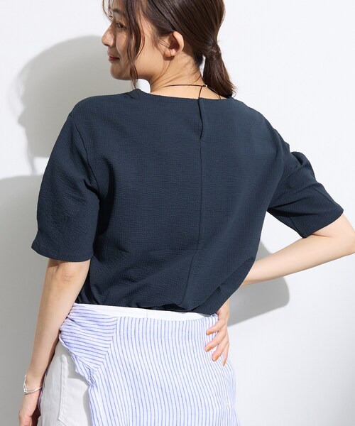 INDIVI(インディヴィ)の「【洗える/凹凸素材】デザインTシャツ(Tシャツ/カットソー・レディース・ネイビー/ライトブルー/ネイビー系5・40/15 /05/13/38)」の19枚目の写真