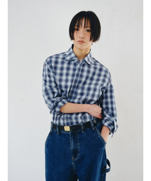 SIDE-OPEN CHECK SHIRT, BLUE
