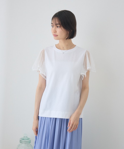KATHARINE ROSS(キャサリンロス)の「ハンカチ袖Tシャツ(Tシャツ/カットソー・レディース・オフホワイト/ブラック/ブラウン・MEDIUM)」の4枚目の写真