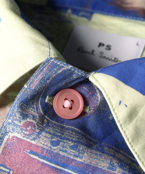 PS Paul Smith(ピーエスポールスミス)の「"Scrapbook Print" オープンカラーシャツ / 262301 695U(シャツ/ブラウス・メンズ・ネイビー/ホワイト/ライトグリーン・MEDIUM/SMALL/X-LARGE/LARGE)」の13枚目の写真