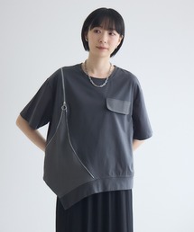 アシメジップデザインTシャツ