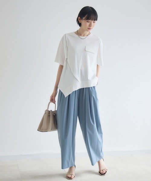 Paradise Picnic(パラダイスピクニック)の「アシメジップデザインTシャツ(Tシャツ/カットソー・レディース・ホワイト/ブラック/チャコールグレー/レッド・FREE)」の6枚目の写真