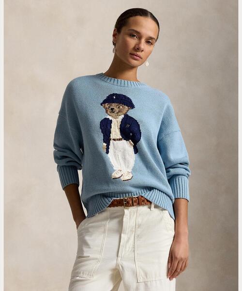 POLO RALPH LAUREN(ポロ ラルフ ローレン)の「Polo ベア オーバーサイズ コットン セーター(ニット/セーター・レディース・ブルー・L/M/S/XS)」の1枚目の写真