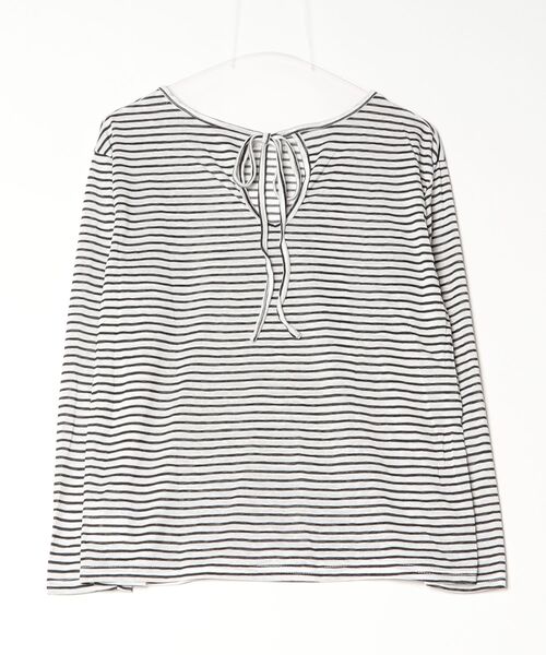 tinkerend(ティンカーエンド)の「Sheer Border Ribbon Blouse / シアーリボン付きブラウス(Tシャツ/カットソー・レディース・ブラック/ライトピンク・FREE)」の17枚目の写真