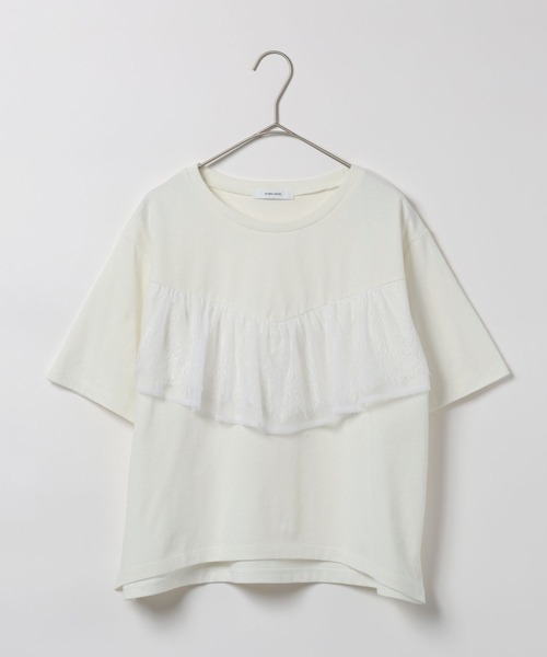 GLOBAL WORK(グローバルワーク)の「フリルレースドッキングT半袖/713292(Tシャツ/カットソー・レディース・ライトグレー/オフホワイト/ブラック・LARGE/MEDIUM)」の1枚目の写真