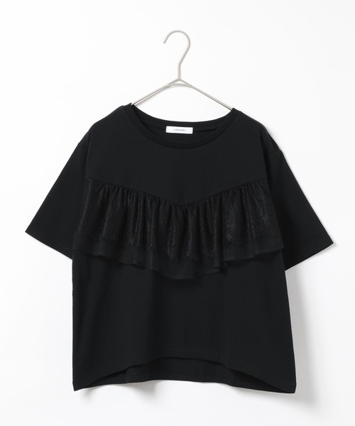 GLOBAL WORK(グローバルワーク)の「フリルレースドッキングT半袖/713292(Tシャツ/カットソー・レディース・ライトグレー/オフホワイト/ブラック・LARGE/MEDIUM)」の2枚目の写真