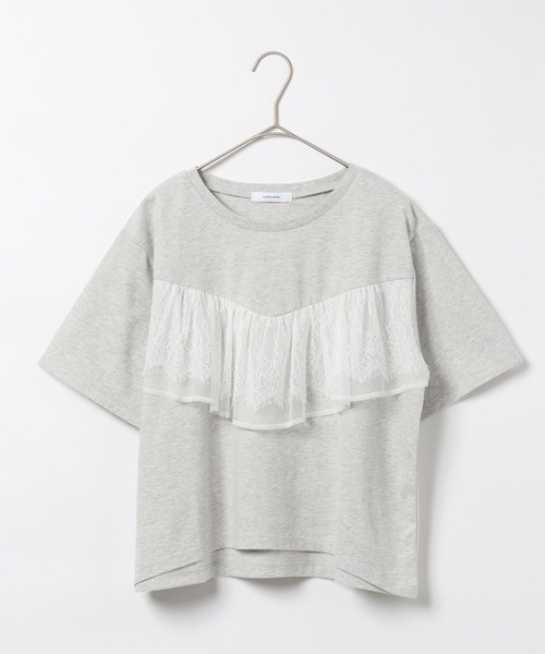 GLOBAL WORK(グローバルワーク)の「フリルレースドッキングT半袖/713292(Tシャツ/カットソー・レディース・ライトグレー/オフホワイト/ブラック・LARGE/MEDIUM)」の6枚目の写真