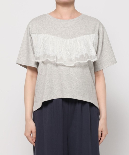 GLOBAL WORK(グローバルワーク)の「フリルレースドッキングT半袖/713292(Tシャツ/カットソー・レディース・ライトグレー/オフホワイト/ブラック・LARGE/MEDIUM)」の11枚目の写真