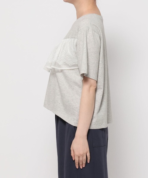 GLOBAL WORK(グローバルワーク)の「フリルレースドッキングT半袖/713292(Tシャツ/カットソー・レディース・ライトグレー/オフホワイト/ブラック・LARGE/MEDIUM)」の12枚目の写真
