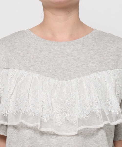 GLOBAL WORK(グローバルワーク)の「フリルレースドッキングT半袖/713292(Tシャツ/カットソー・レディース・ライトグレー/オフホワイト/ブラック・LARGE/MEDIUM)」の14枚目の写真