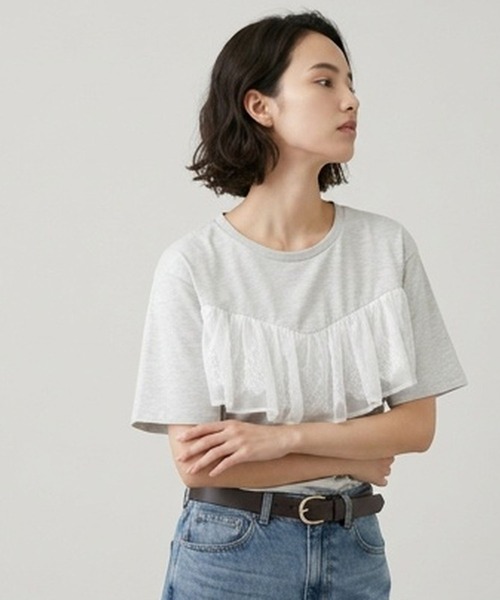 GLOBAL WORK(グローバルワーク)の「フリルレースドッキングT半袖/713292(Tシャツ/カットソー・レディース・ライトグレー/オフホワイト/ブラック・LARGE/MEDIUM)」の19枚目の写真