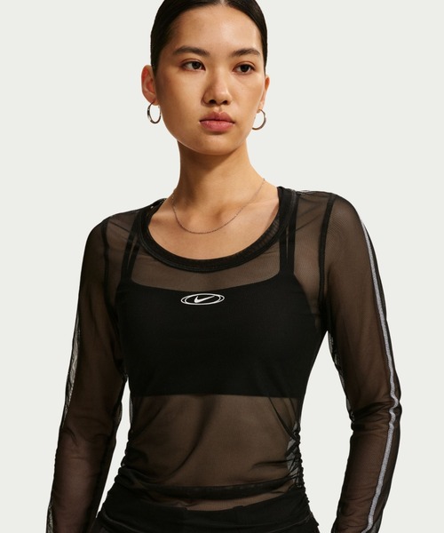NIKE(ナイキ)の「NIKE AS W NK STREET SHEER LS / ナイキ ウィメンズ ストリート シアー L/S トップ 【SP】(Tシャツ/カットソー・レディース・ブルー/ブラック・S/M/L)」の5枚目の写真