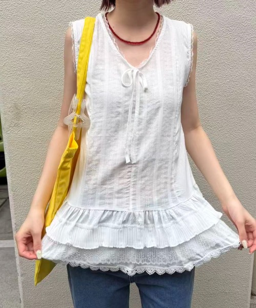 mebole(メボレ)の「ティアードレースチュニック(その他トップス・レディース・ホワイト・FREE)」の3枚目の写真