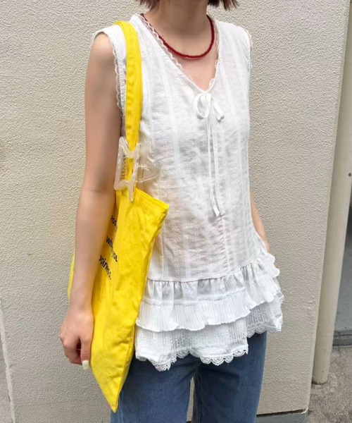 mebole(メボレ)の「ティアードレースチュニック(その他トップス・レディース・ホワイト・FREE)」の4枚目の写真
