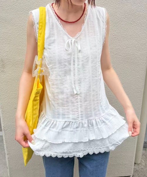 mebole(メボレ)の「ティアードレースチュニック(その他トップス・レディース・ホワイト・FREE)」の10枚目の写真