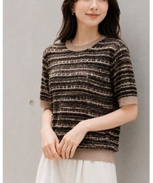 ニュアンスカラー半袖ニット