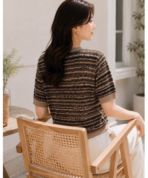 FAZVY(ファズビー)の「ニュアンスカラー半袖ニット(ニット/セーター・レディース・ブラック/ピンク・M)」の10枚目の写真