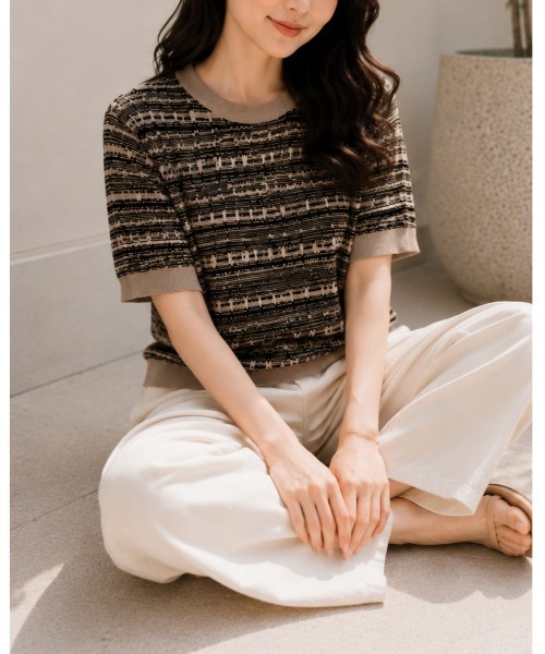 FAZVY(ファズビー)の「ニュアンスカラー半袖ニット(ニット/セーター・レディース・ブラック/ピンク・M)」の13枚目の写真