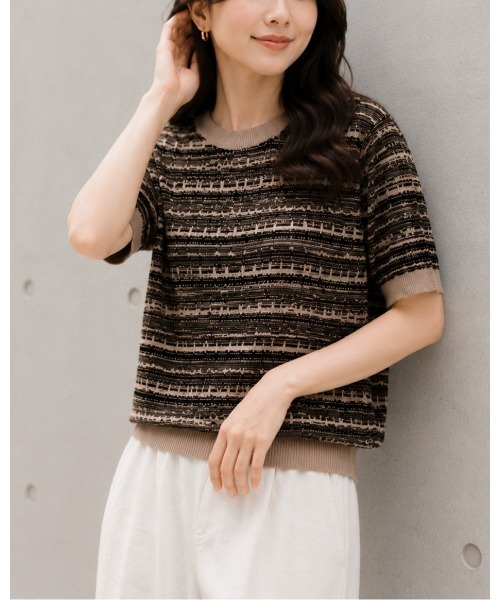 FAZVY(ファズビー)の「ニュアンスカラー半袖ニット(ニット/セーター・レディース・ブラック/ピンク・M)」の15枚目の写真