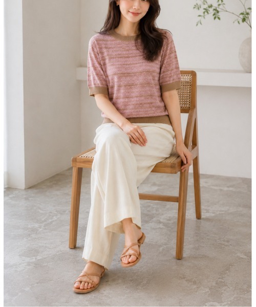 FAZVY(ファズビー)の「ニュアンスカラー半袖ニット(ニット/セーター・レディース・ブラック/ピンク・M)」の20枚目の写真