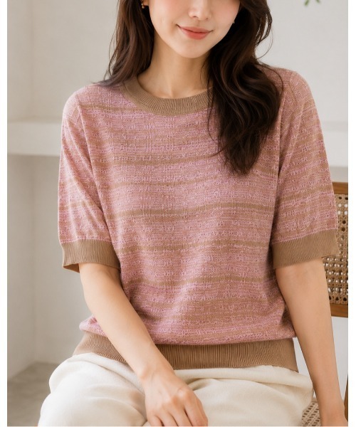 FAZVY(ファズビー)の「ニュアンスカラー半袖ニット(ニット/セーター・レディース・ブラック/ピンク・M)」の21枚目の写真