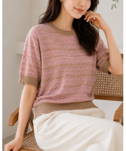 FAZVY(ファズビー)の「ニュアンスカラー半袖ニット(ニット/セーター・レディース・ブラック/ピンク・M)」の22枚目の写真