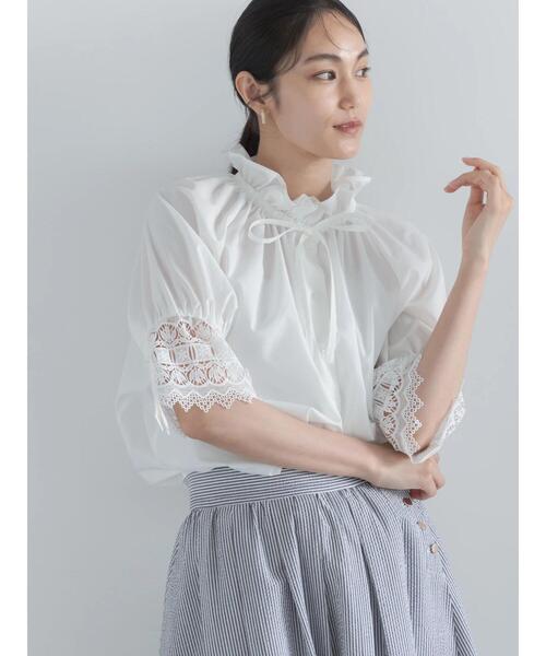 Te chichi(テチチ)の「レースカフスハーフスリーブブラウス(シャツ/ブラウス・レディース・オフホワイト/ブルー/ブラック・F)」の9枚目の写真
