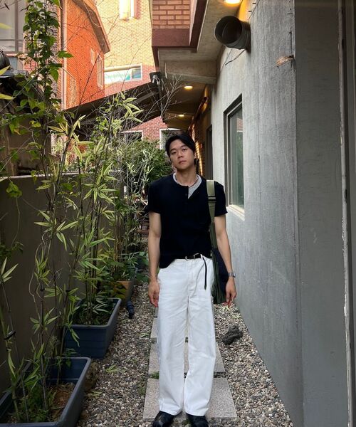 DECOROSO（デコローゾ）の「イージーレイヤードヘンリーネック半袖Tシャツ[ブラック]（Tシャツ/カットソー・メンズ・その他・LARGE/X-LARGE）」の11枚目の写真