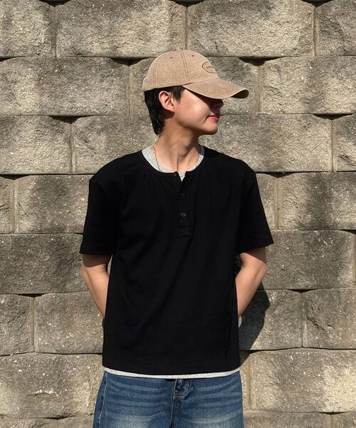 DECOROSO（デコローゾ）の「イージーレイヤードヘンリーネック半袖Tシャツ[ブラック]（Tシャツ/カットソー・メンズ・その他・LARGE/X-LARGE）」の17枚目の写真