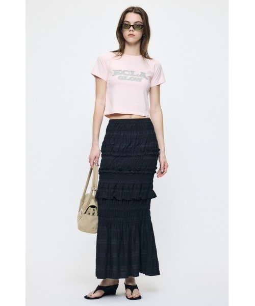 MOUSSY(マウジー)の「LEATHER PATCH Tシャツ(Tシャツ/カットソー・レディース・ピンク/ライトイエロー/ホワイト/ブラック・FREE)」の8枚目の写真