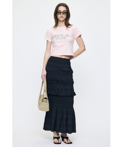 MOUSSY(マウジー)の「LEATHER PATCH Tシャツ(Tシャツ/カットソー・レディース・ピンク/ライトイエロー/ホワイト/ブラック・FREE)」の9枚目の写真