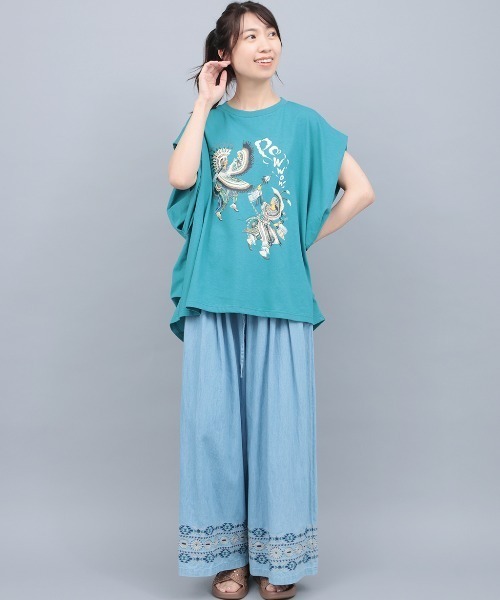 チチカカ（チチカカ）の「汗染み防止パウワウプリントプルオーバー（Tシャツ/カットソー・レディース・アイボリー/チャコールグレー/ブルーグリーン・FREE）」の6枚目の写真