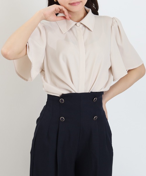 ASTORIA ODIER(アストリアオディール)の「ループフリル2wayブラウス(シャツ/ブラウス・レディース・ネイビー/サックスブルー/ピンクベージュ/ホワイト・MEDIUM)」の5枚目の写真